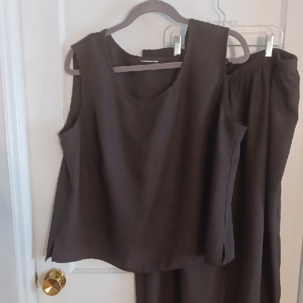 R & M Richards Olive Green Pantsuit Size 22WP 3 Pc. Set - Picture 3 of 6
